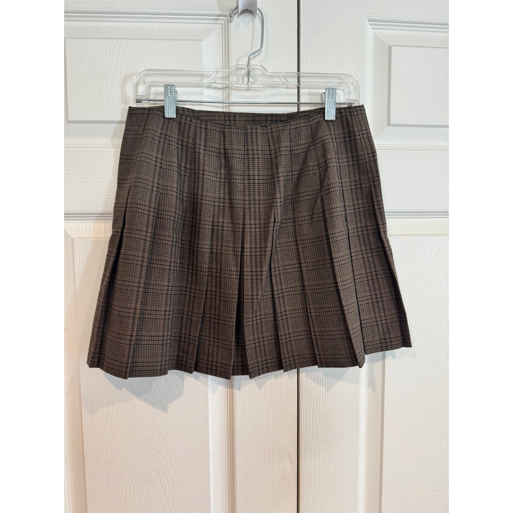 Vintage Tracy Evans Womens Brown Plaid Pleated Mini Skirt SZ 11 Heritage Preppy - Picture 7 of 10